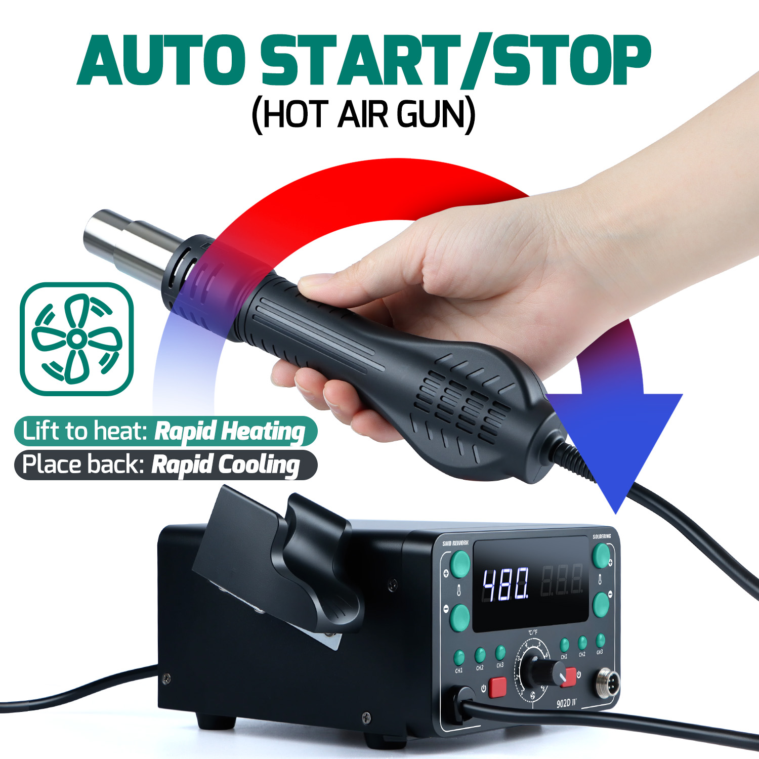 775W Snelle Verwarming T12 Sol - Hot Air Rework Station T12 recensie en prijs